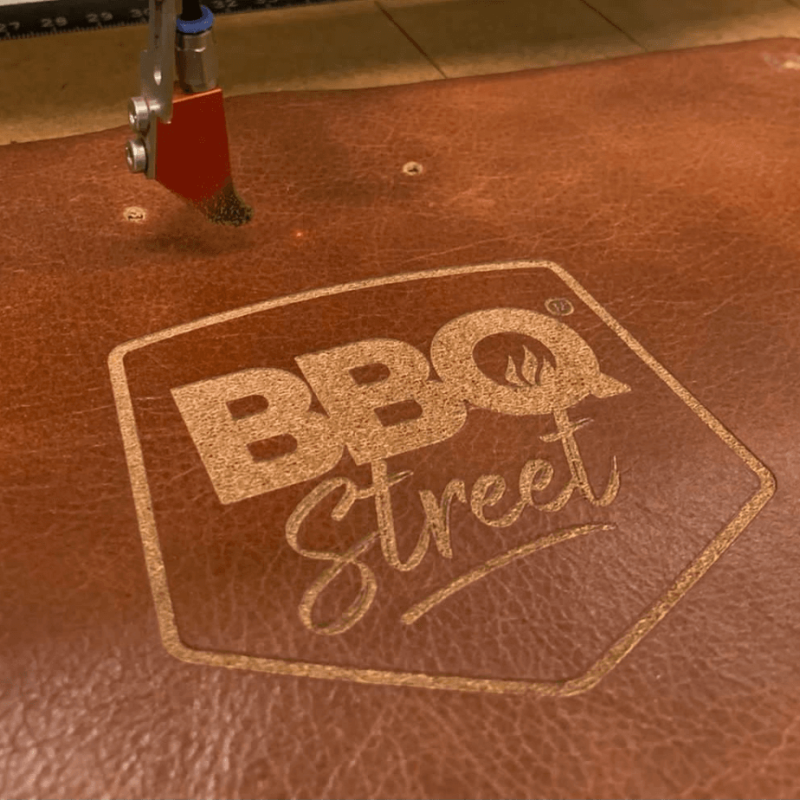 Xapron leren BBQ schort met verwisselbare keperbanden