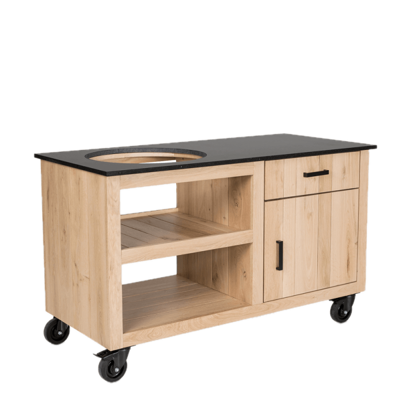 Fraaii buitenkeuken staal met eiken compact
