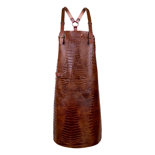 Xapron leren BBQ schort caiman met schouderbanden