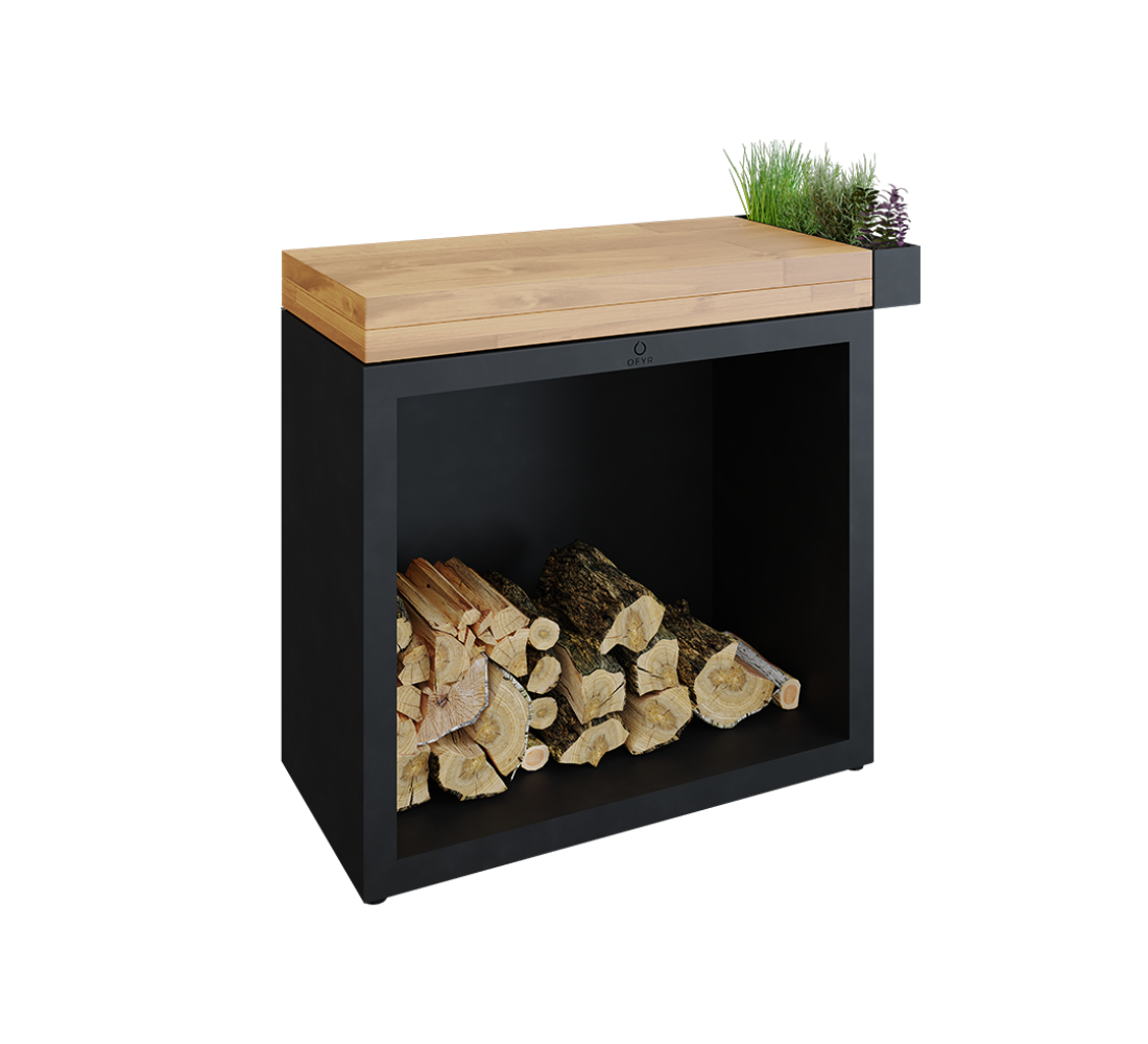 OFYR butcher block storage 90 black teak hout