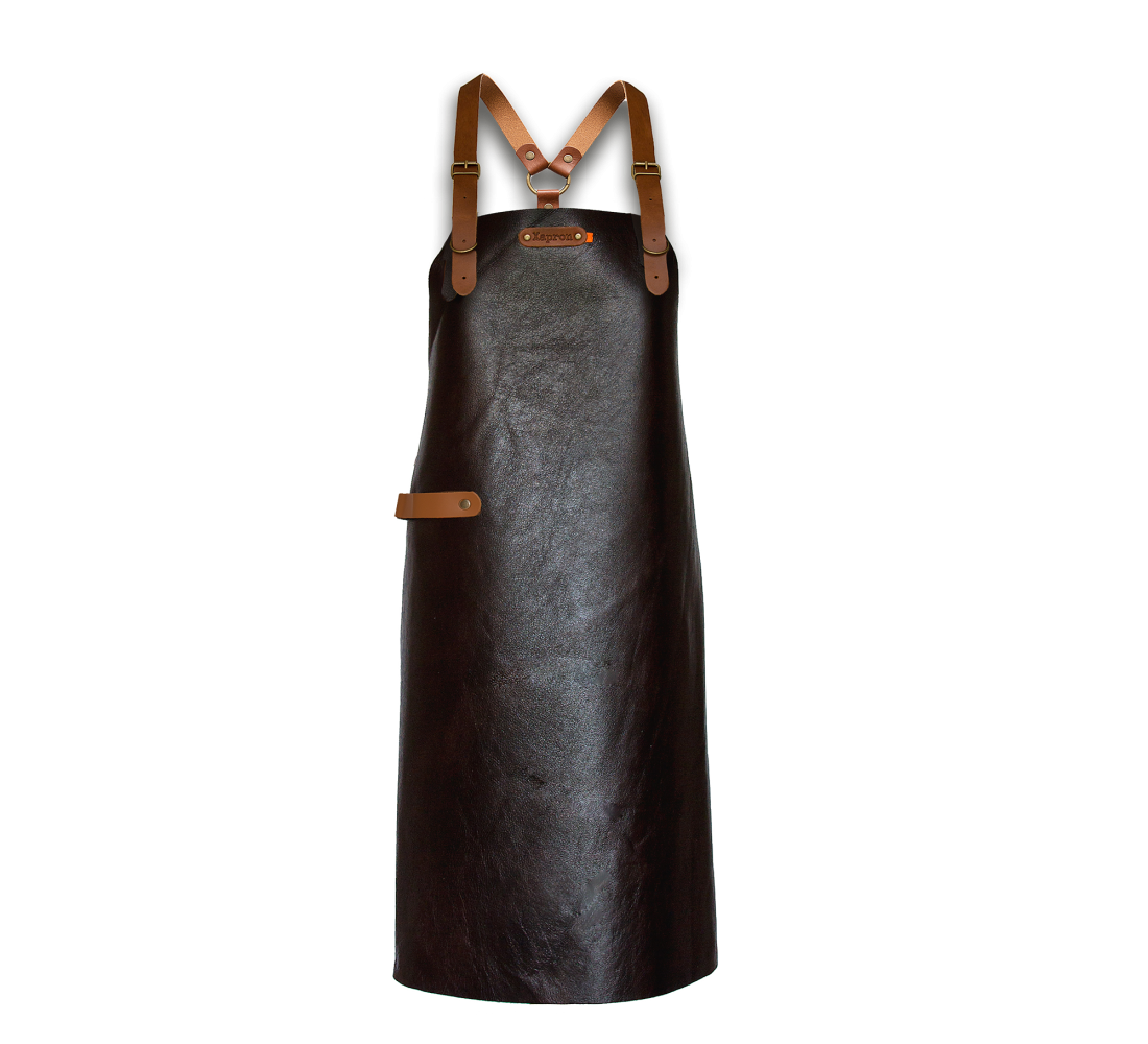 Xapron New York leren BBQ schort met schouderbanden