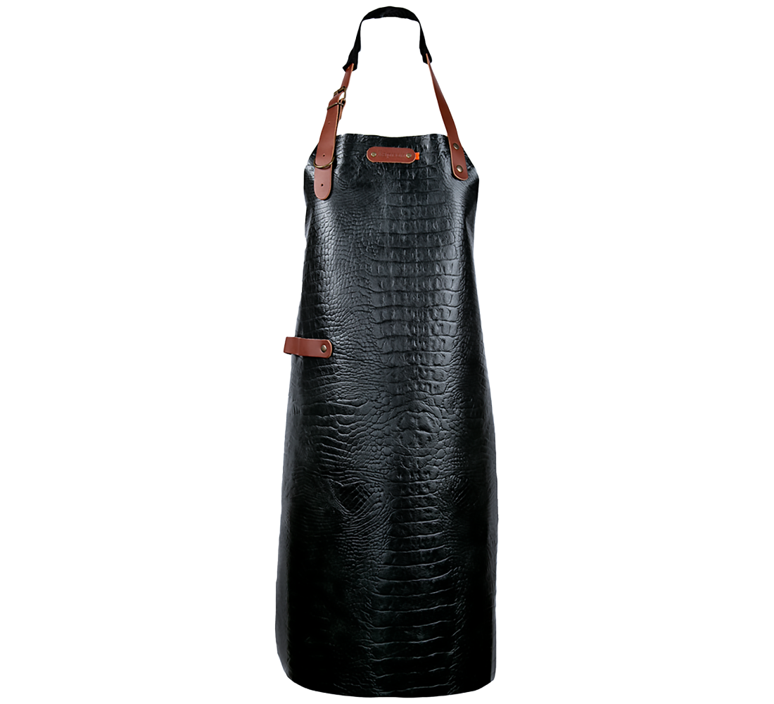 Xapron leren BBQ schort caiman met nekband