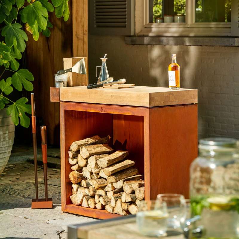 OFYR Butcher Block Storage 90 Corten Teak Hout