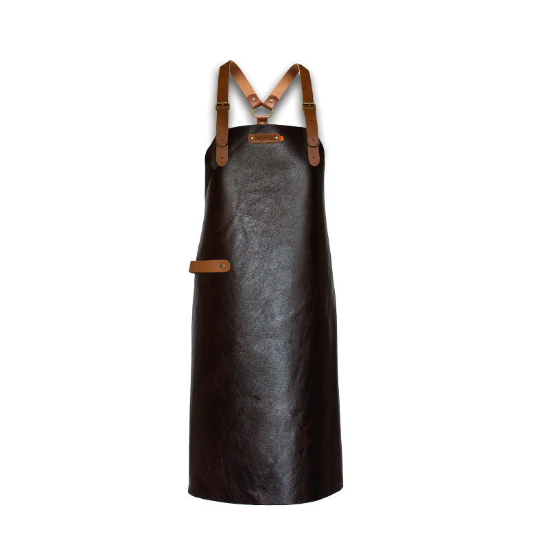 Xapron New York leren BBQ schort met schouderbanden