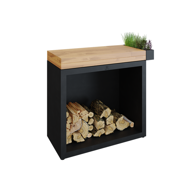 OFYR butcher block storage 90 black teak hout