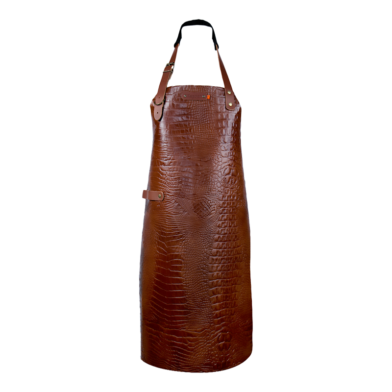 Xapron leren BBQ schort caiman met nekband