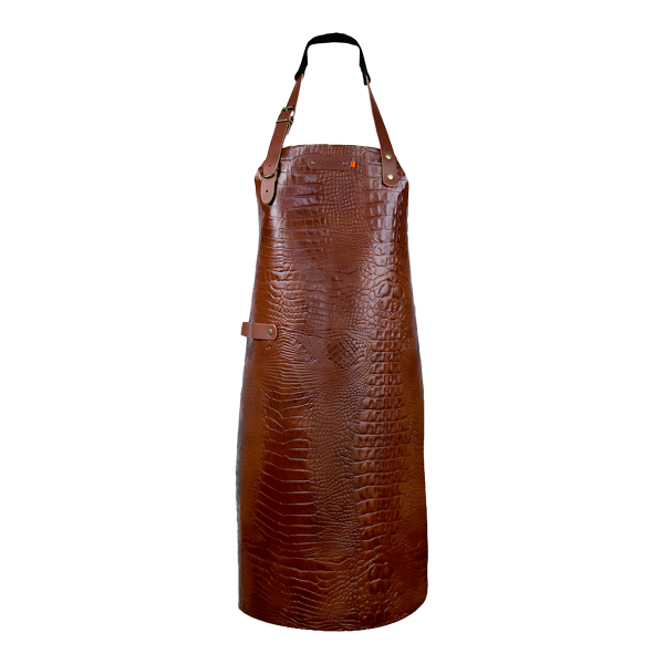 Xapron leren BBQ schort caiman met nekband