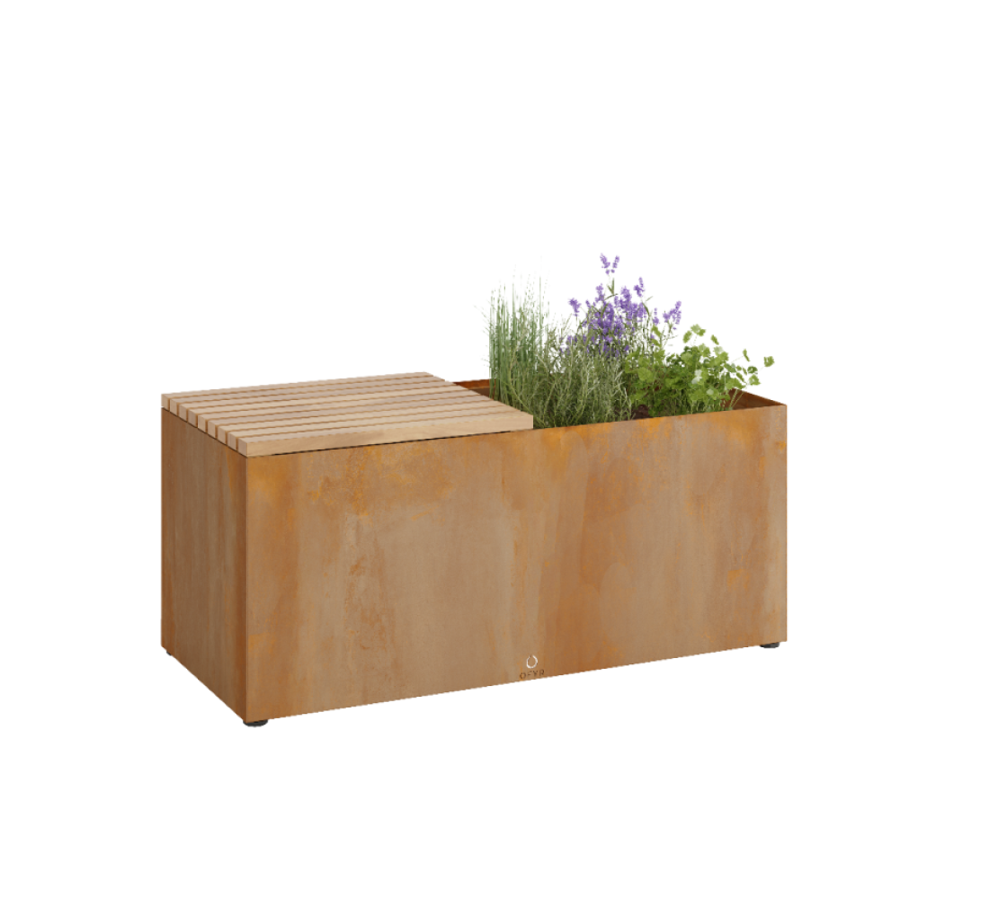 OFYR herb garden bench corten