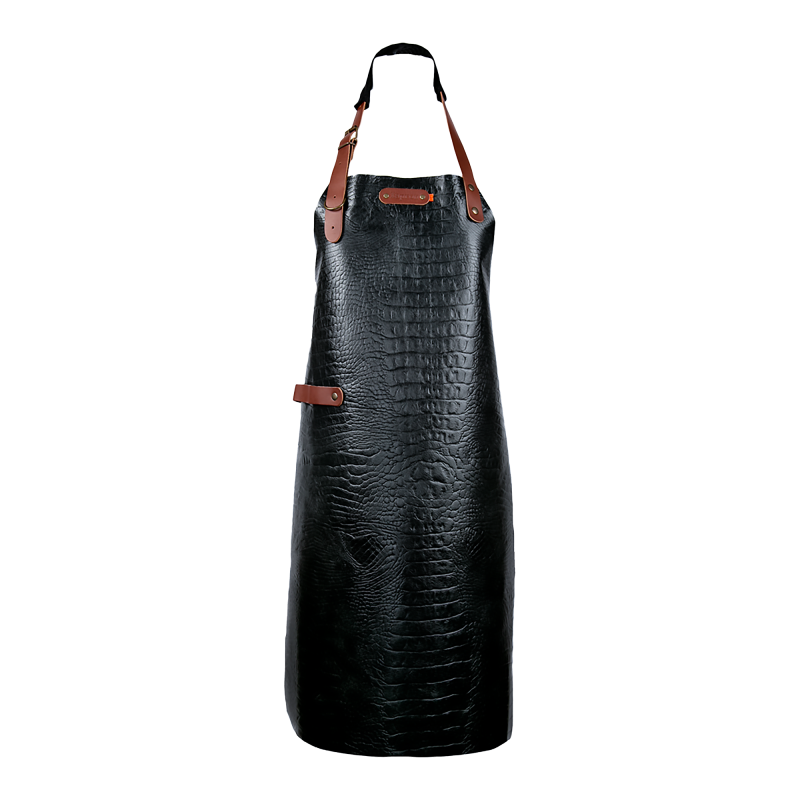 Xapron leren BBQ schort caiman met nekband