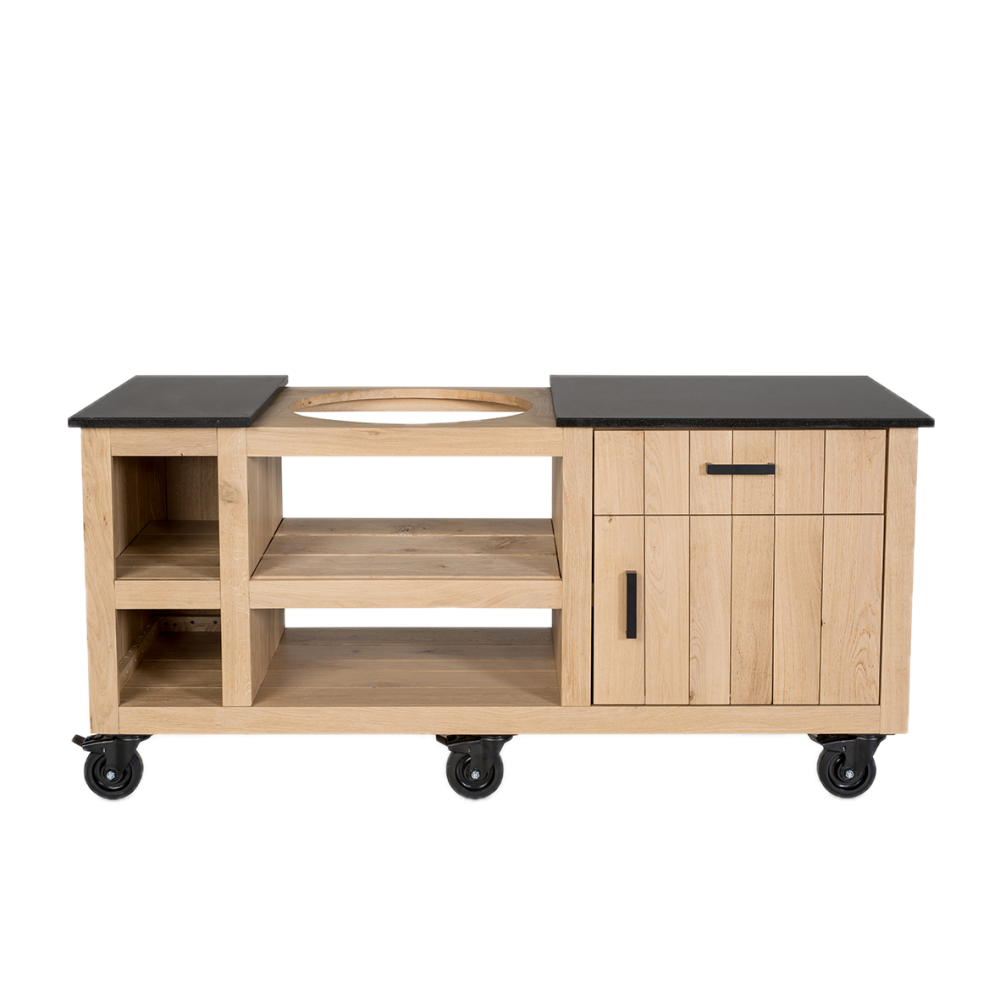 Fraaii buitenkeuken staal met eiken classic L