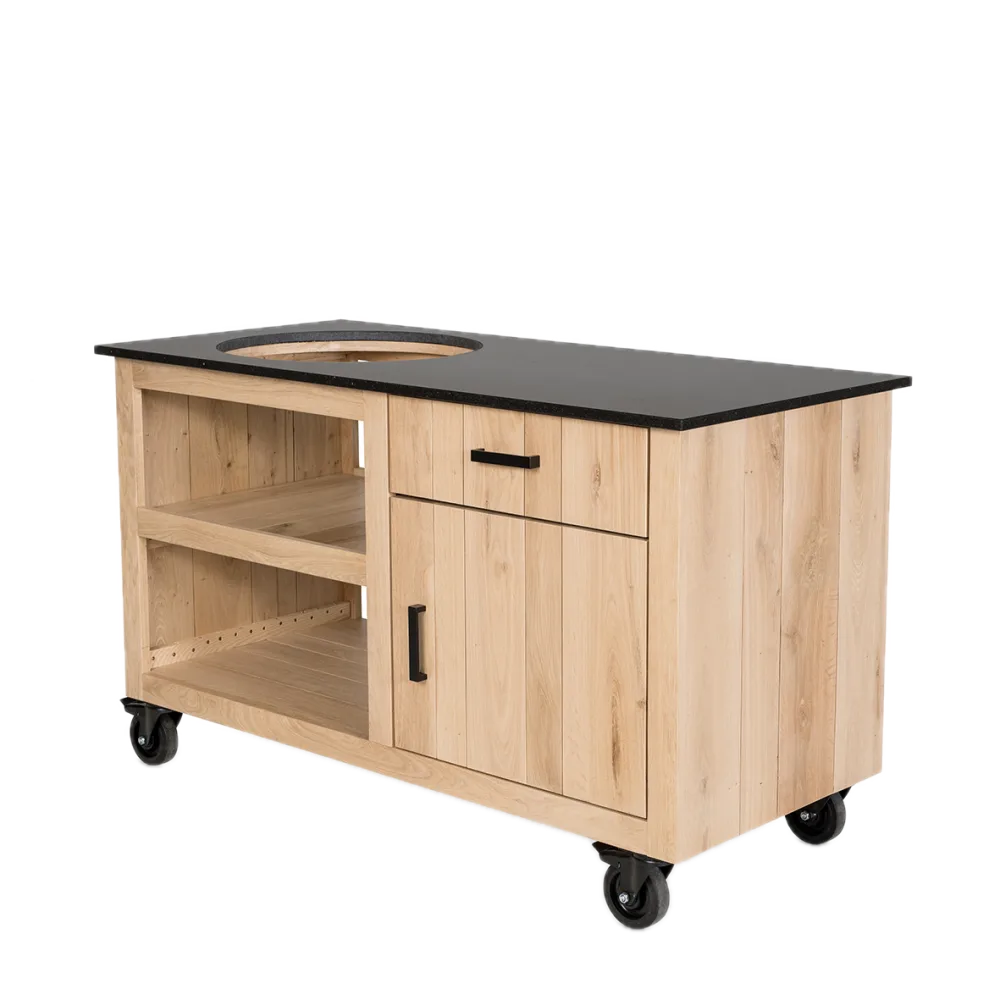 Fraaii buitenkeuken staal met eiken compact