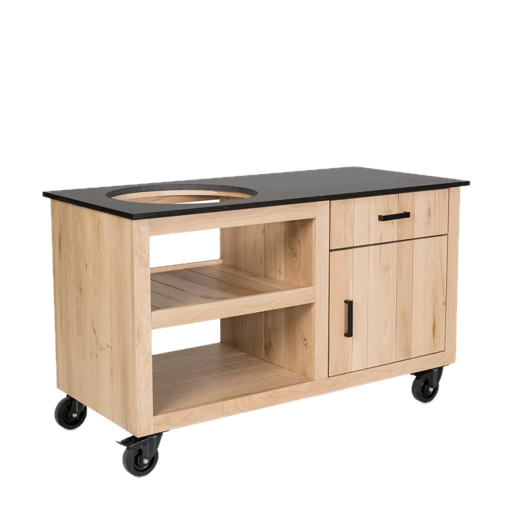 Fraaii buitenkeuken staal met eiken compact