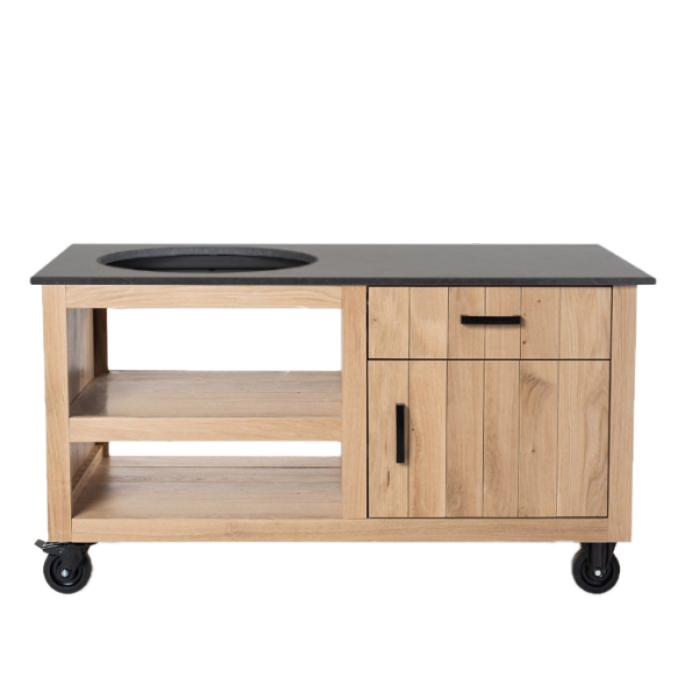 Fraaii buitenkeuken staal met eiken compact