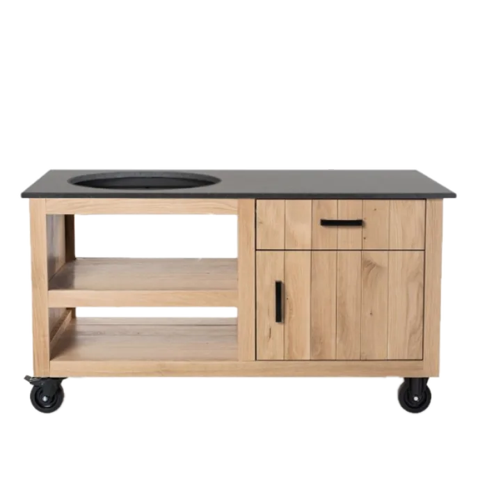Fraaii buitenkeuken staal met eiken compact
