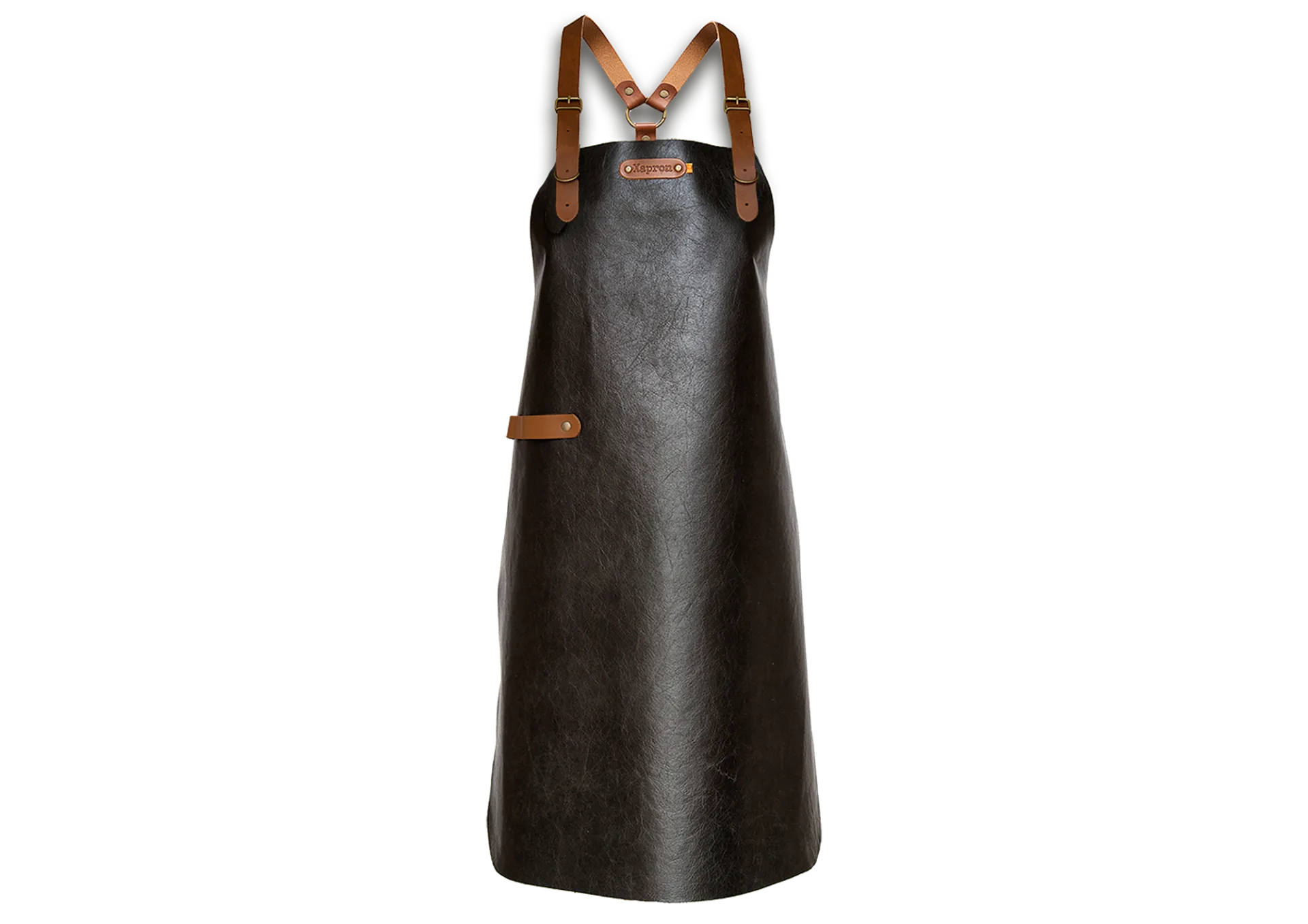 Xapron New York leren BBQ schort met schouderbanden