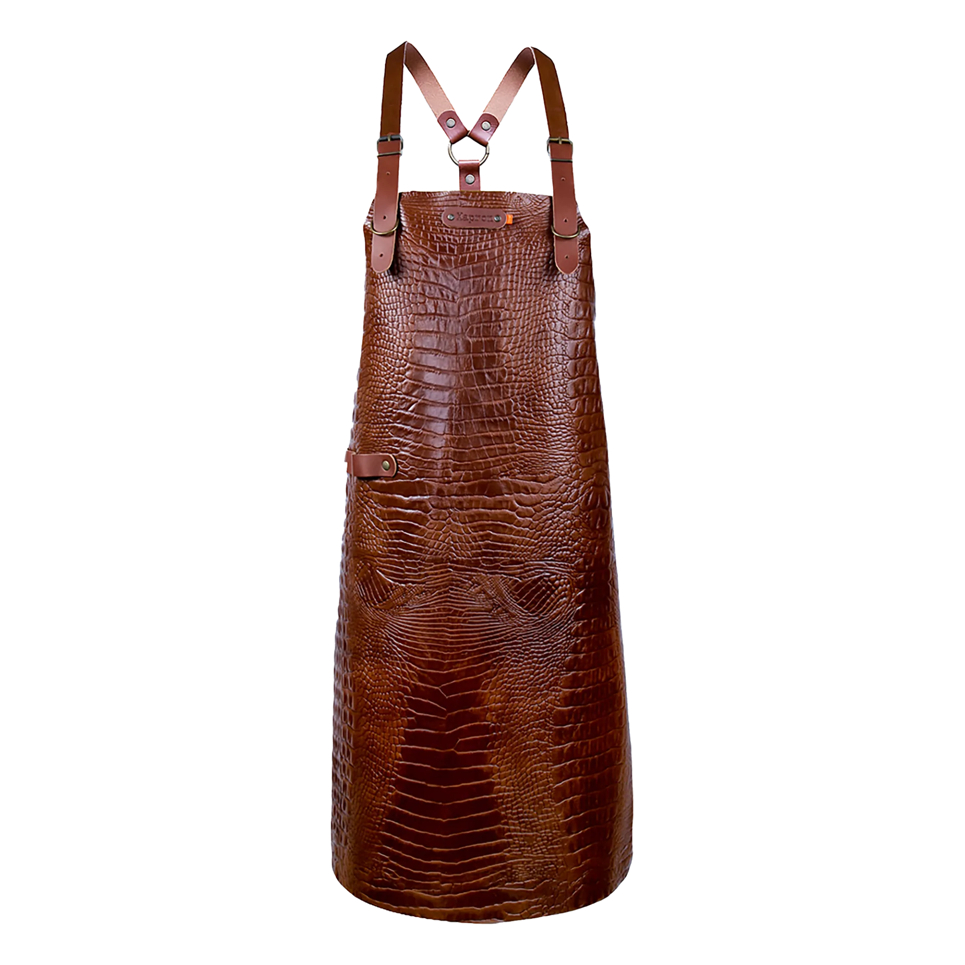 Xapron leren BBQ schort caiman met schouderbanden