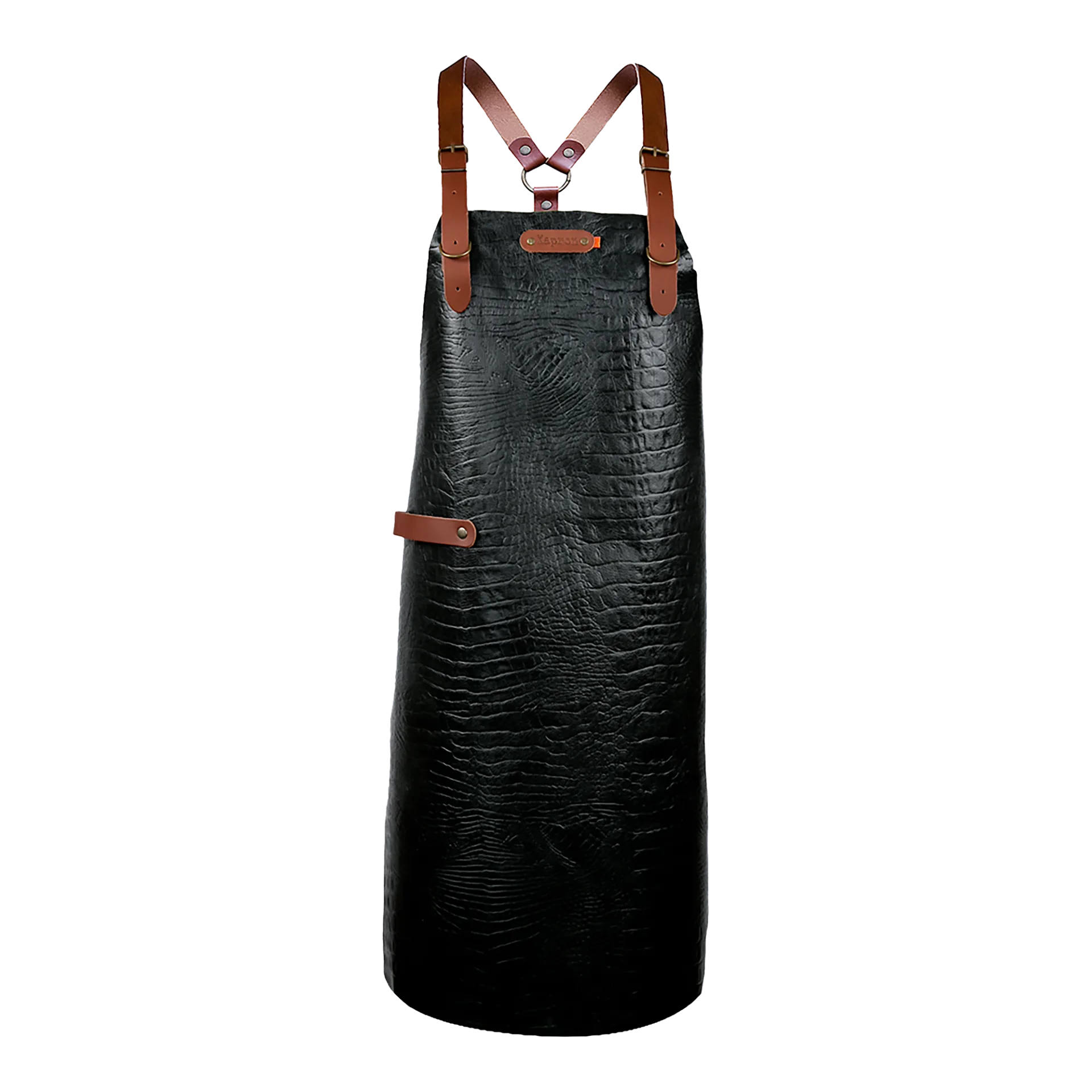 Xapron leren BBQ schort caiman met schouderbanden