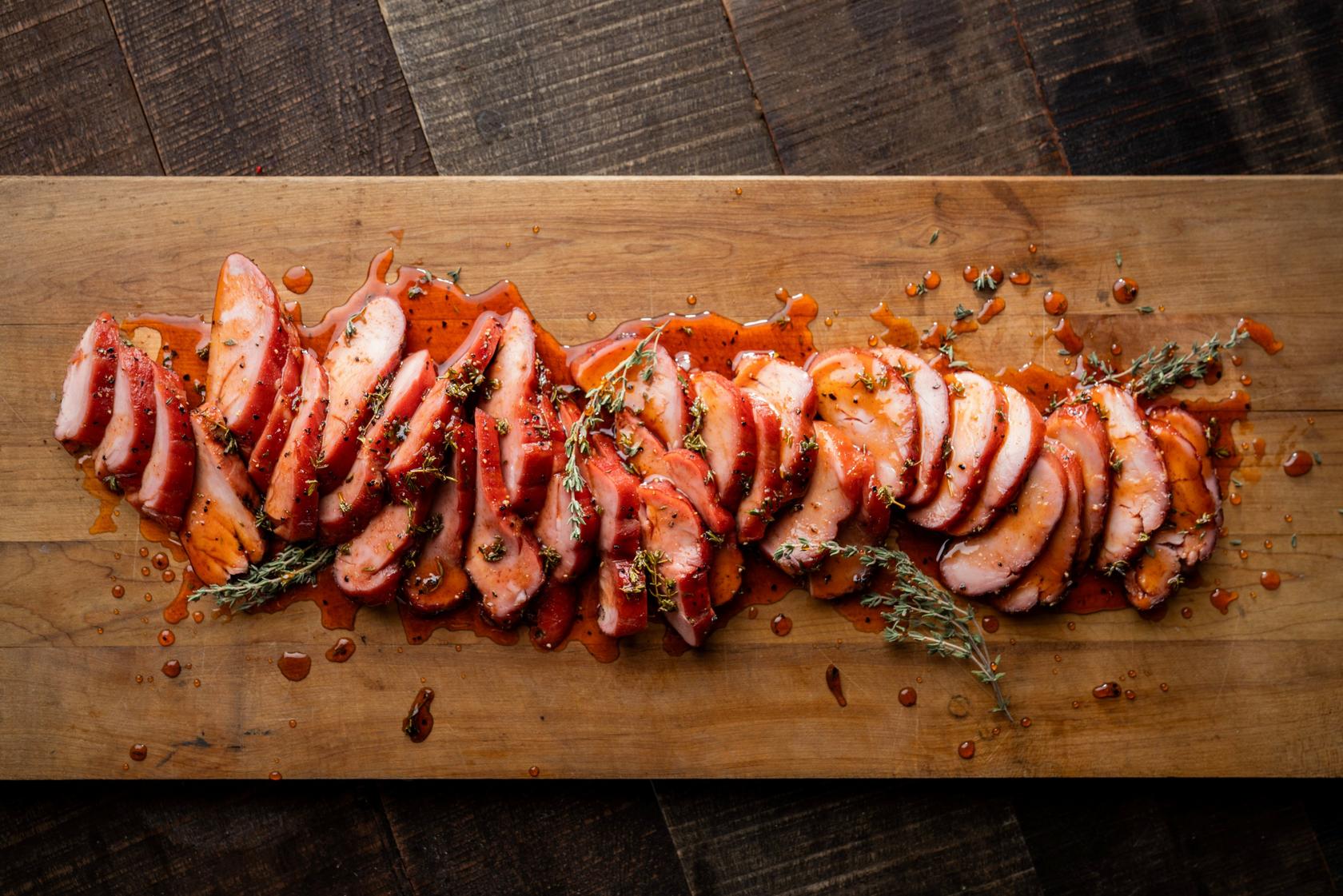 Gerookte varkenshaas met honing en tijm