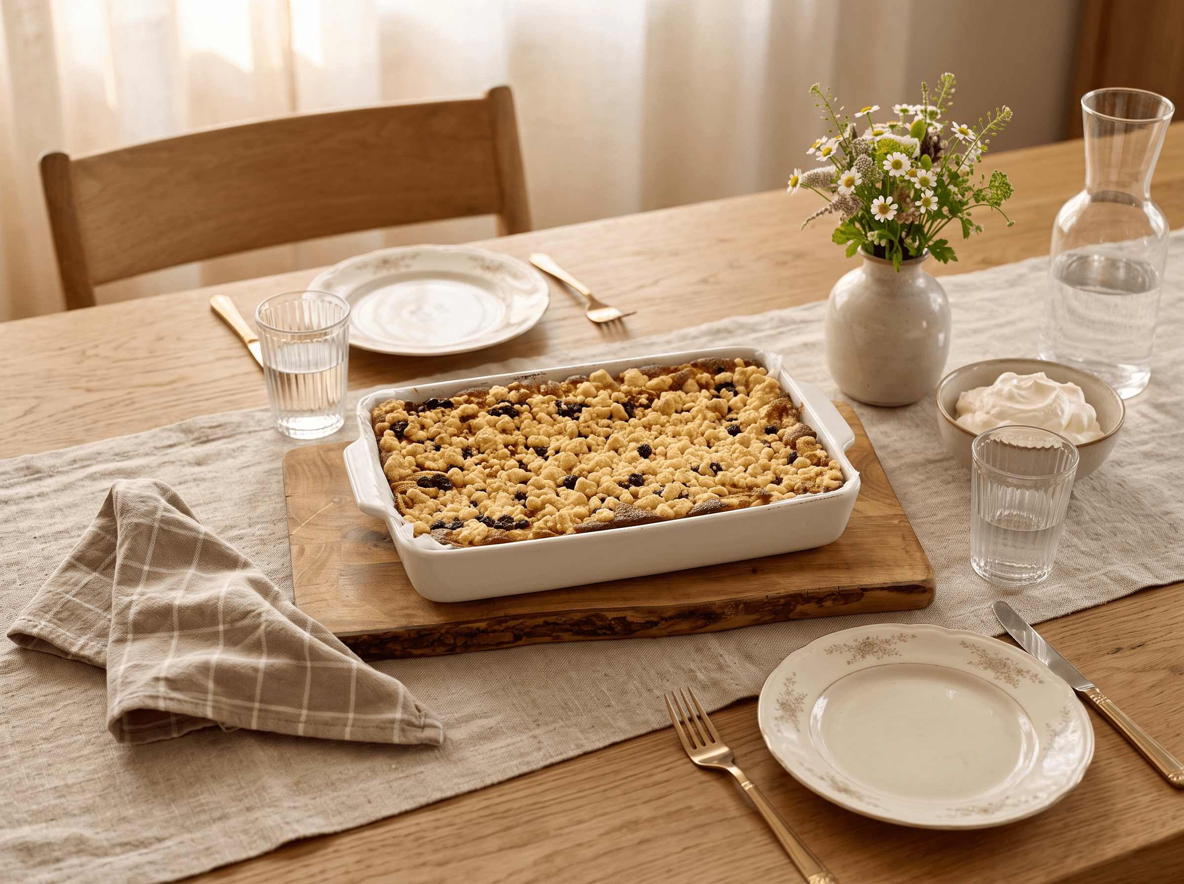 Appelplaatcake met kruimel van de kamado