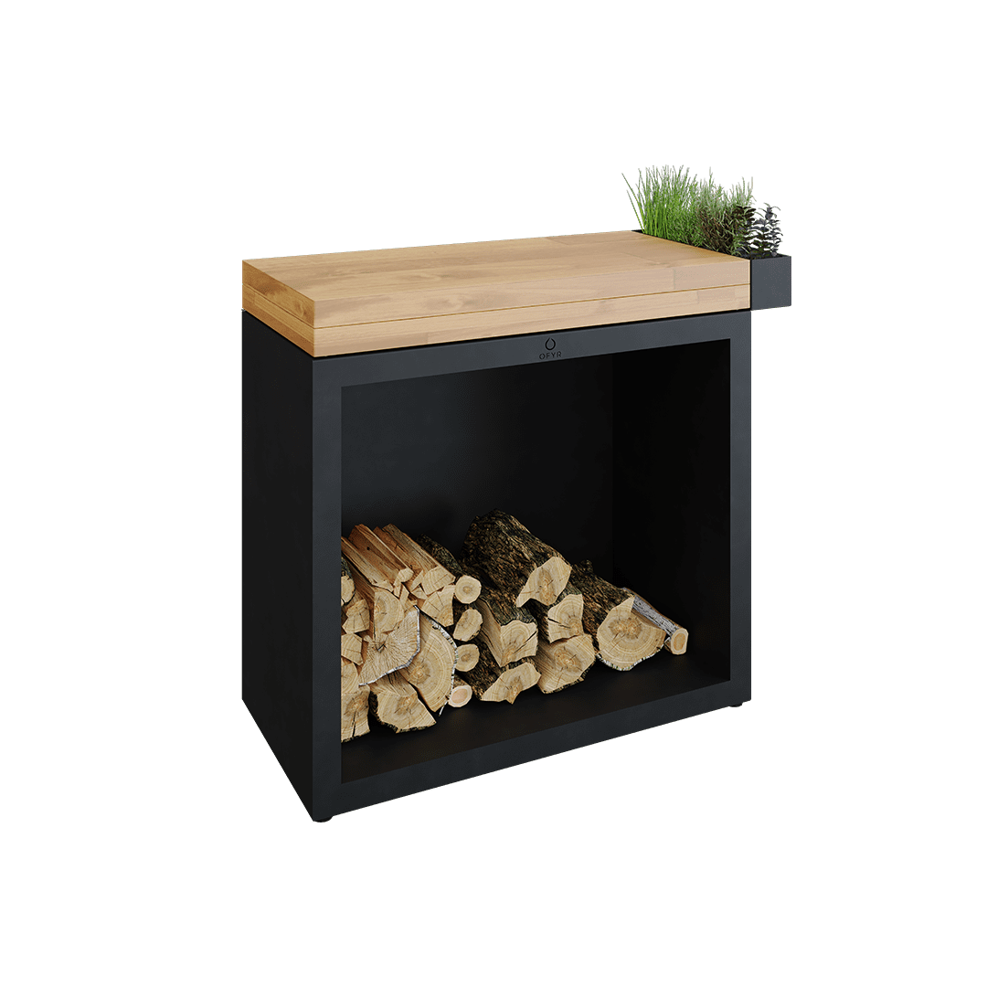 OFYR butcher block storage 90 black teak hout
