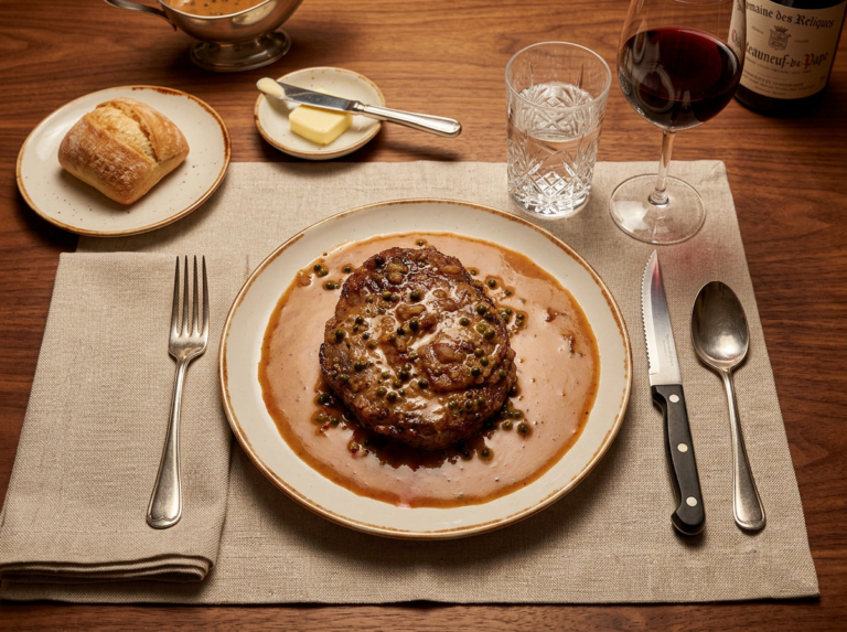 Steak au poivre ribeye pepersaus