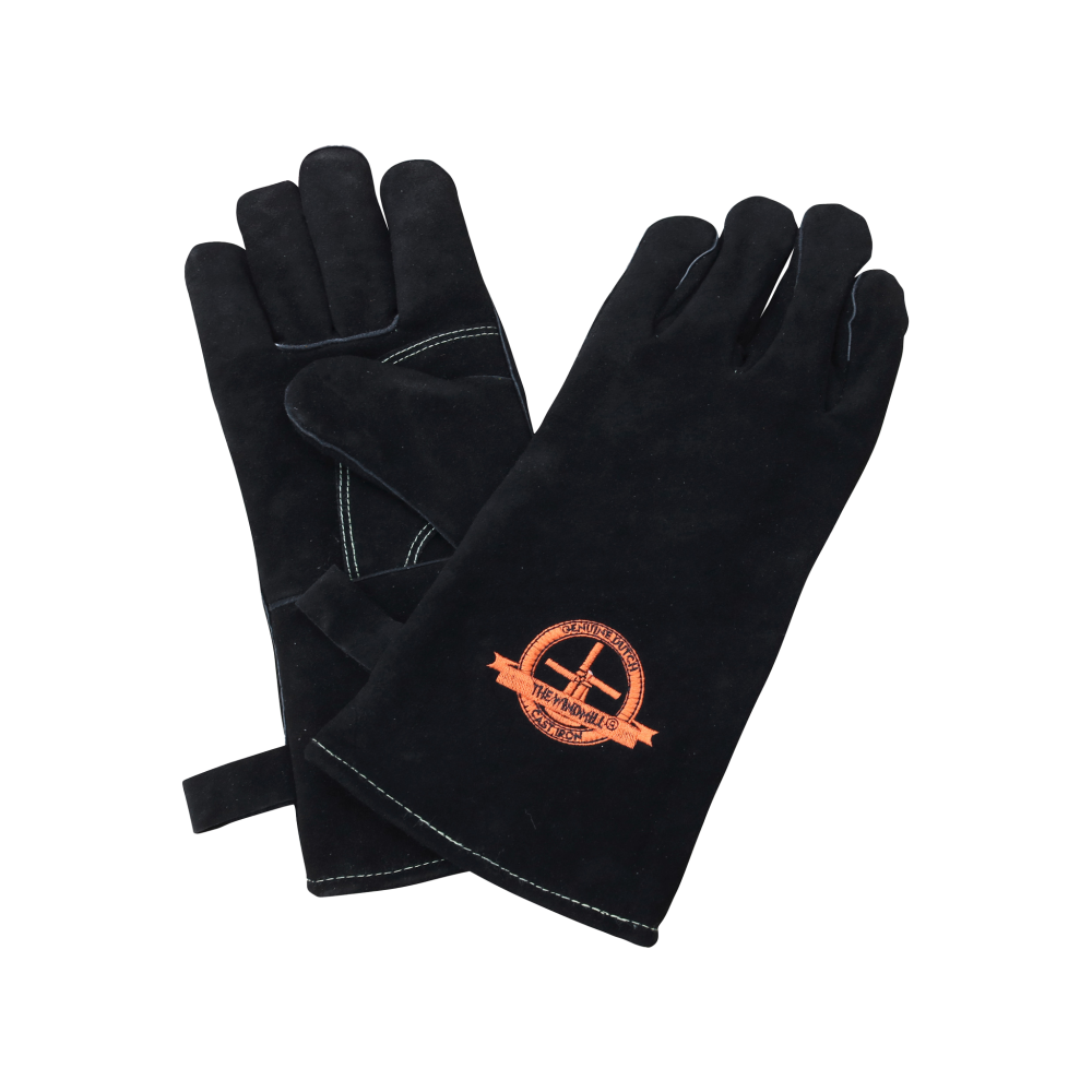 The Windmill set van 2 lederen BBQ handschoenen