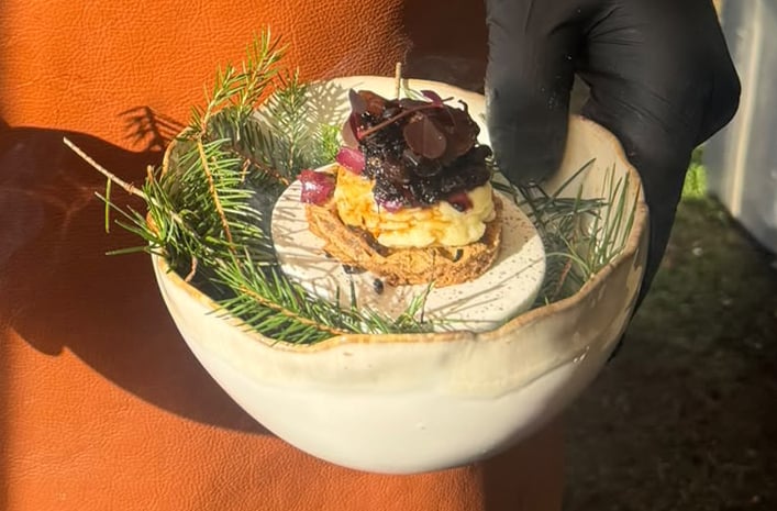 Boekweitwafel met paddenstoelen en morieljejus