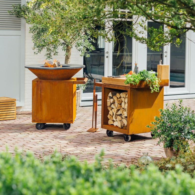 OFYR Mise en Place Table Corten 65 PRO Teak Hout