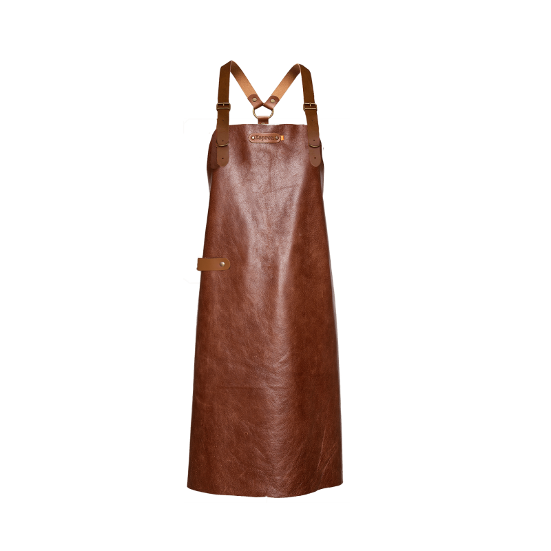 Xapron New York leren BBQ schort met schouderbanden