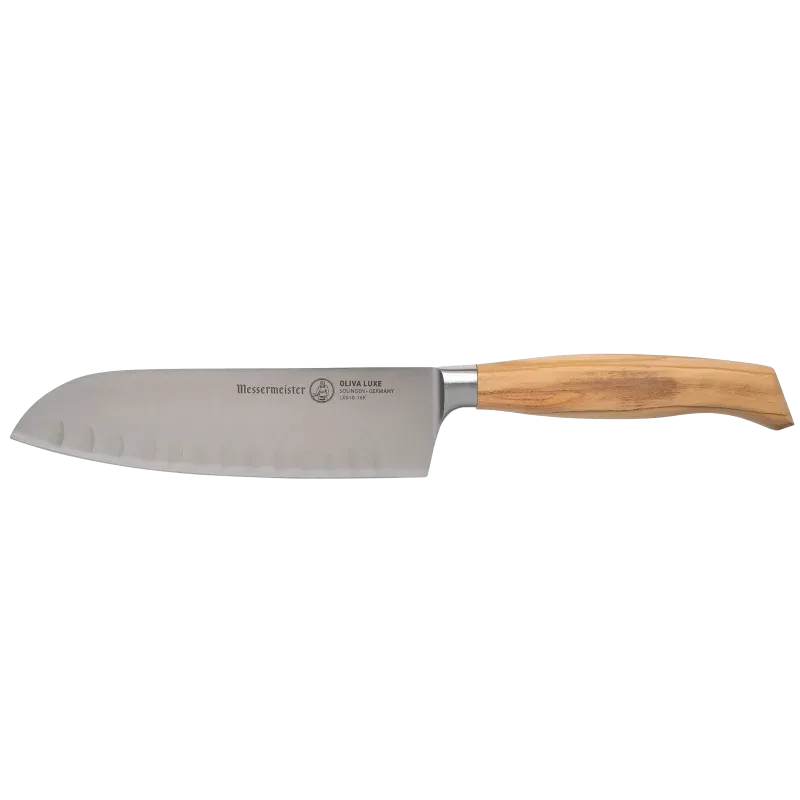 Messermeister Oliva Luxe santoku 16 met kuiltjes