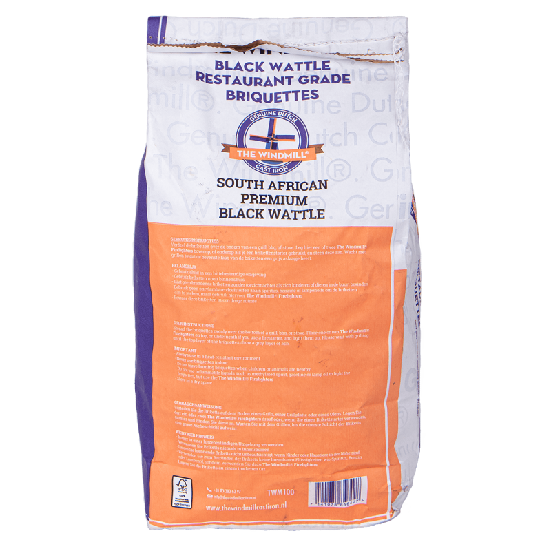 The Windmill Premium South African Black Wattle Briketten