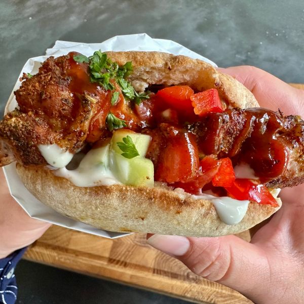 Broodje shoarma van de bbq