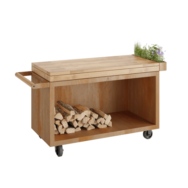 OFYR mise en place table corten 135 PRO teak hout