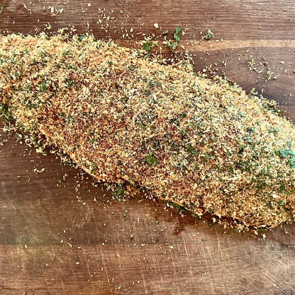 Warmgerookte zalm met krokante pankokorst