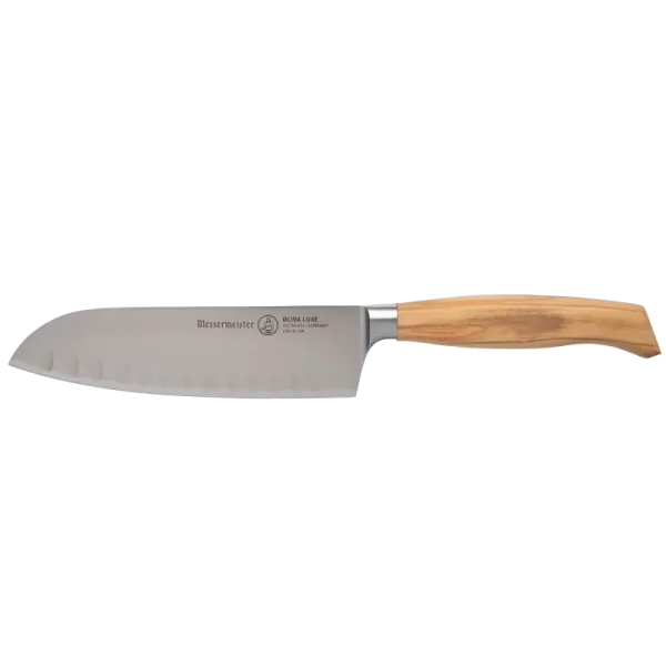 Messermeister Oliva Luxe santoku 16 met kuiltjes