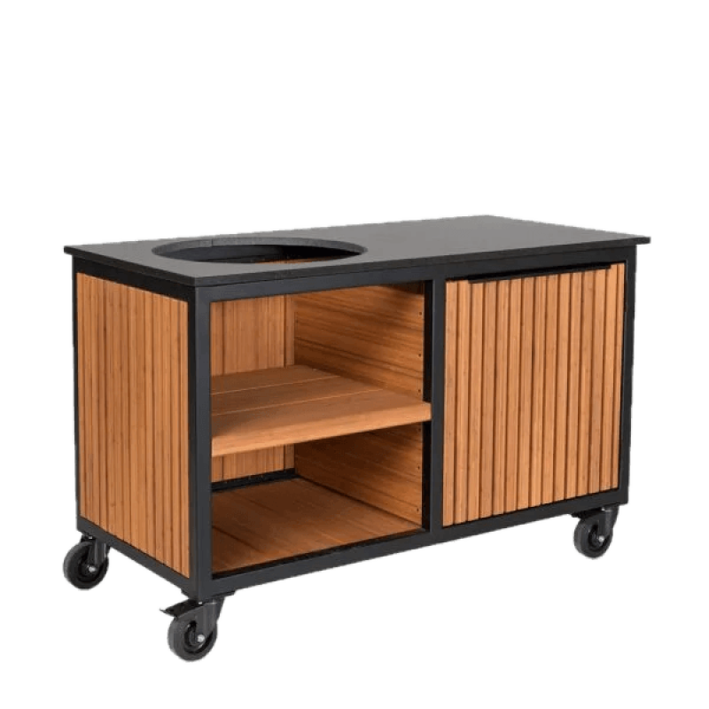 Fraaii Kamado buitenkeuken bamboe teak oil rhombus storage