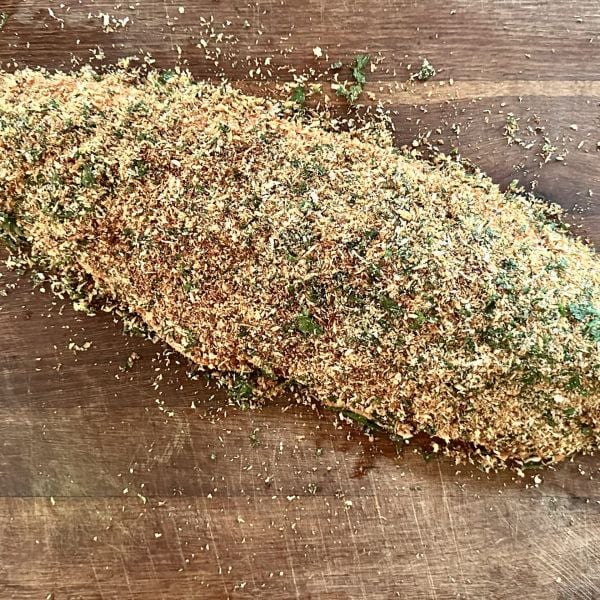 Warmgerookte zalm met krokante pankokorst