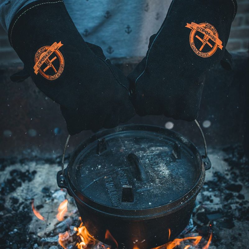 The Windmill set van 2 lederen BBQ handschoenen