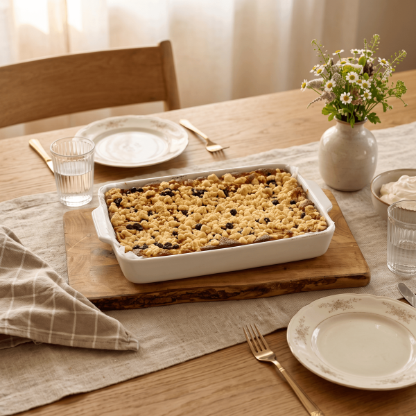 Appelplaatcake met kruimel van de kamado