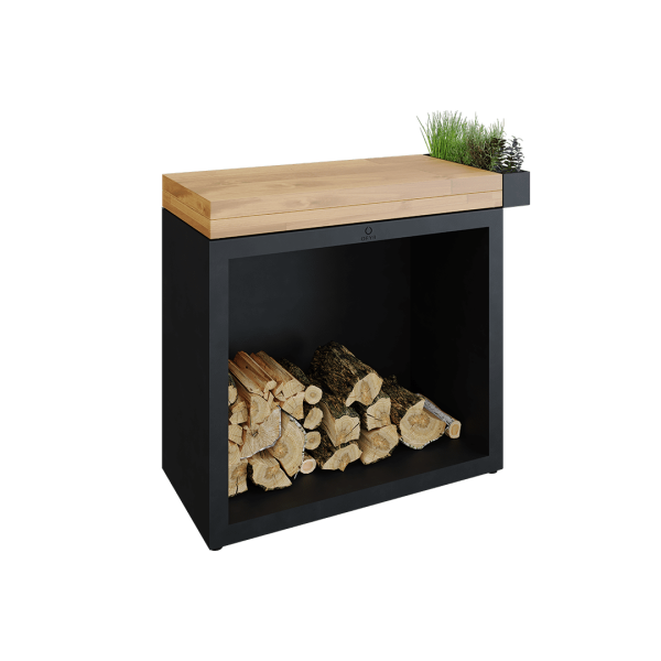 OFYR butcher block storage 90 black teak hout