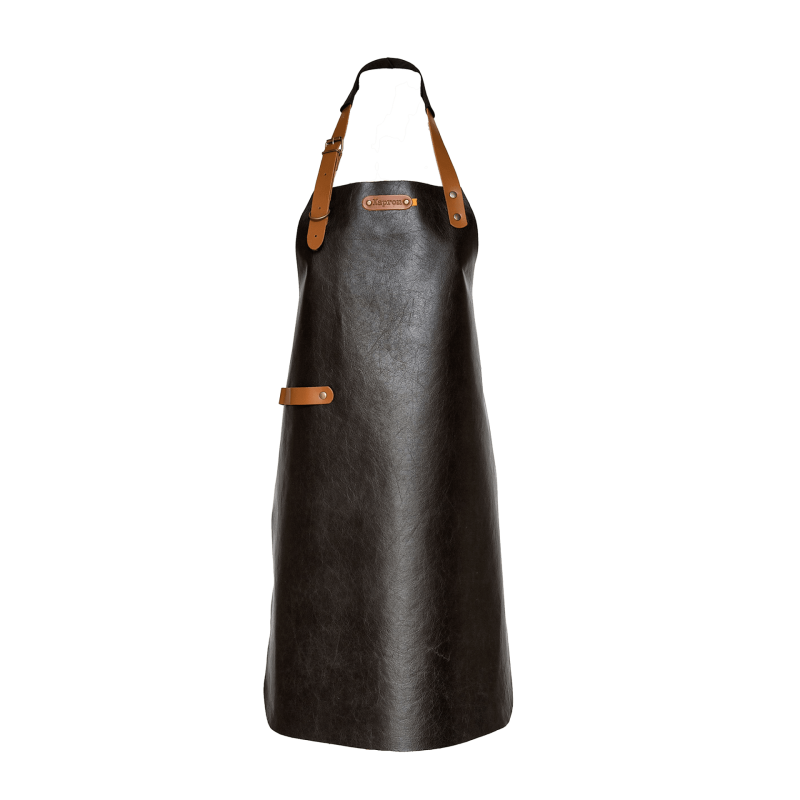 Xapron New York leren BBQ schort met nekband