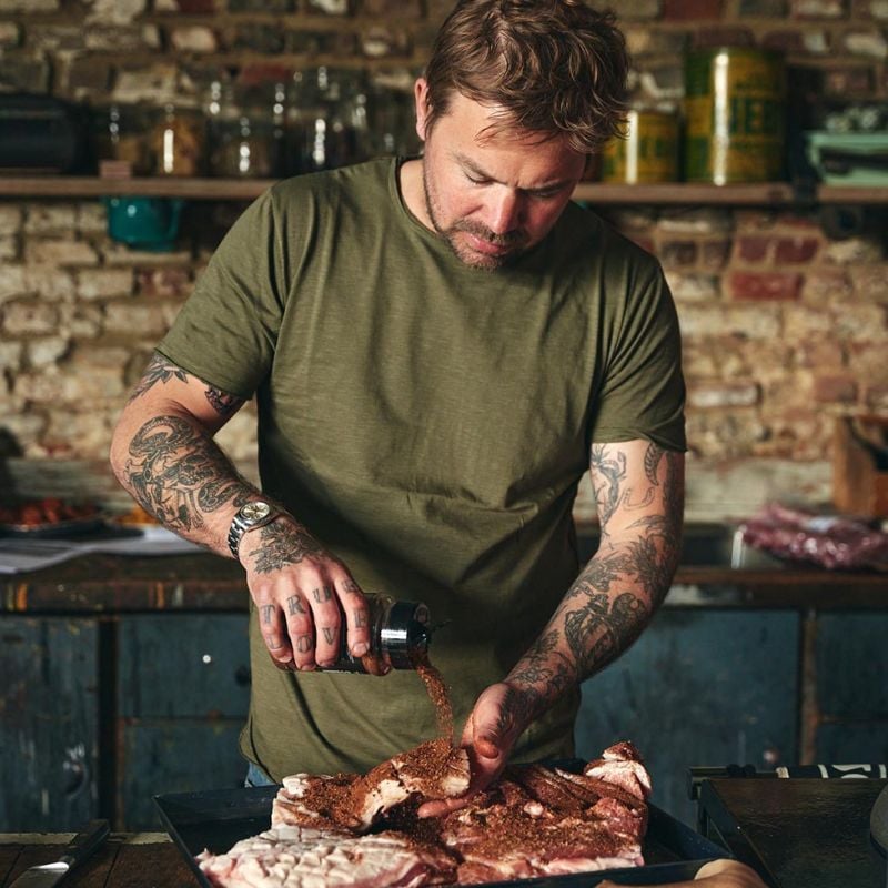 Vlees rubben op the bastard butcher block