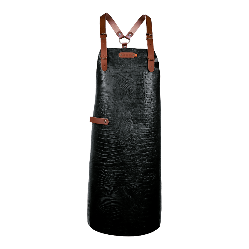 Xapron leren BBQ schort caiman met schouderbanden