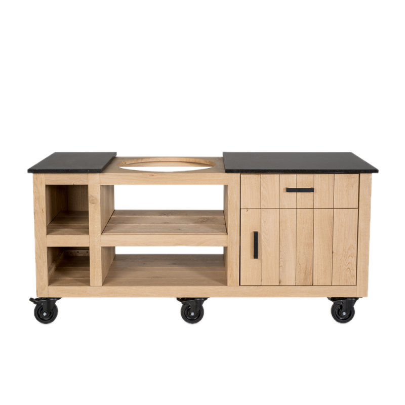 Fraaii buitenkeuken staal met eiken classic L