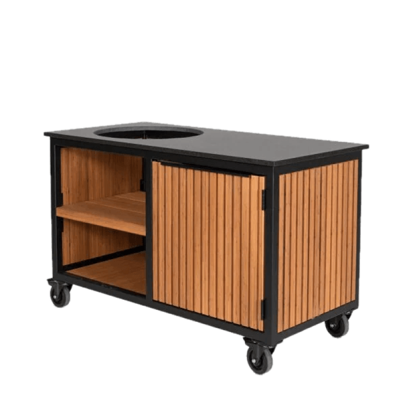 Fraaii Kamado buitenkeuken bamboe teak oil rhombus storage