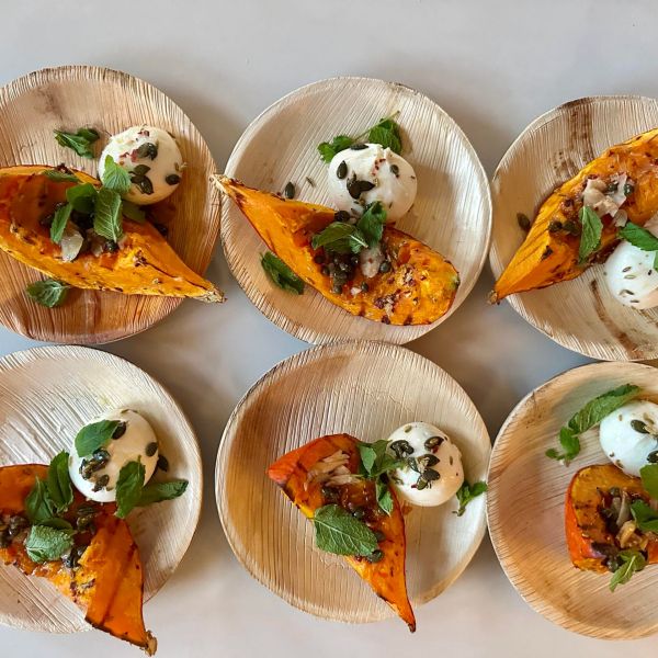Pompoen met agrodolce en burrata