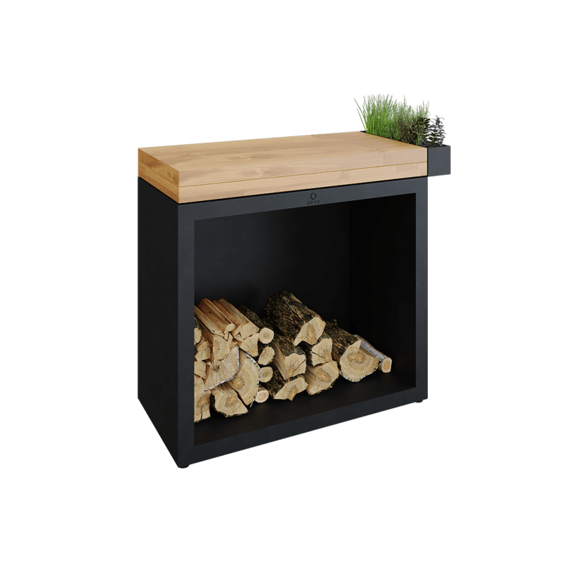 OFYR butcher block storage 90 black teak hout