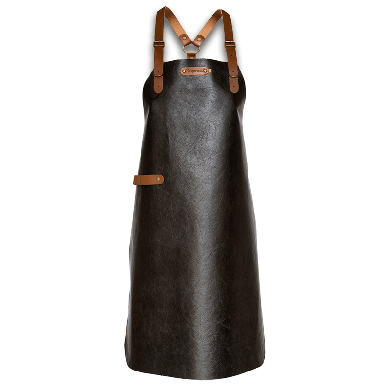Xapron New York leren BBQ schort met schouderbanden