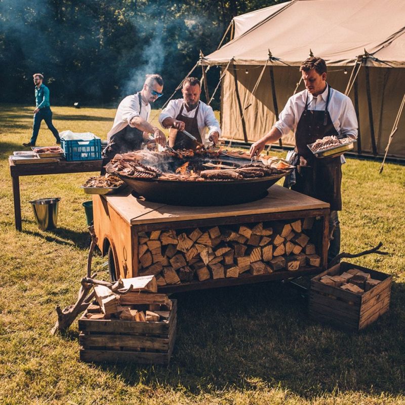 OFYR trailer open vuur bbq cortenstaal bbq ring bbq rond