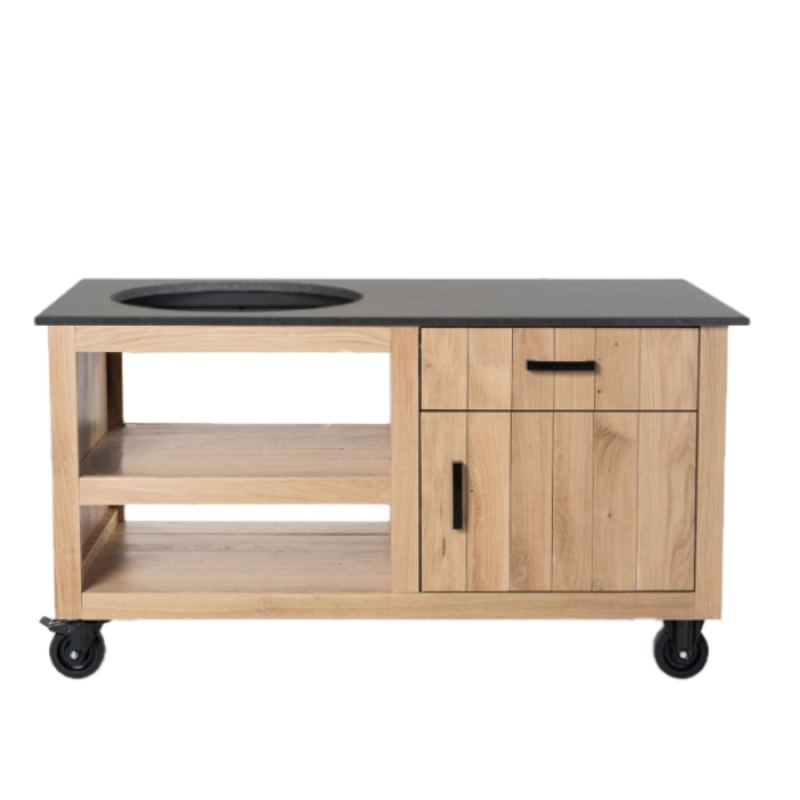 Fraaii buitenkeuken staal met eiken compact